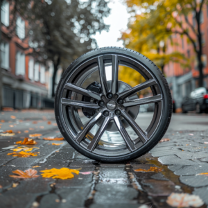 A tyre on a street