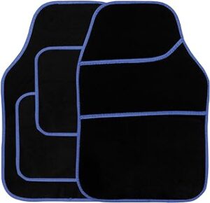 Streetwize 4pce Car Mat Set Black Velour with Blue_3